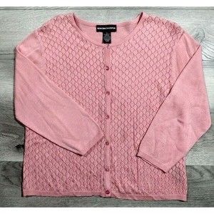 Norton Mcnaughton Long Sleeve Button Up Front Lace Cardigan Sweater Womens Large